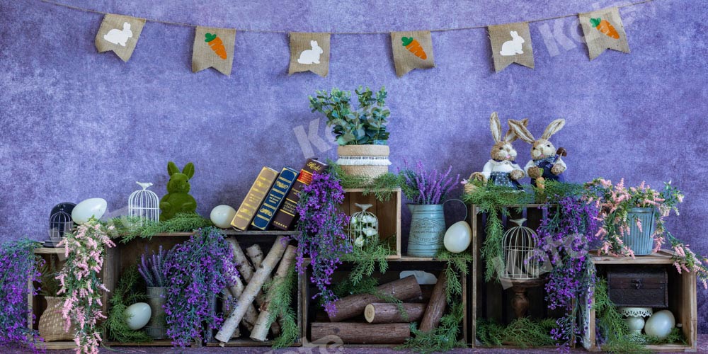 Kate Easter Backdrop Purple Flowers Designed by Emetselch - Kate Backdrop AU