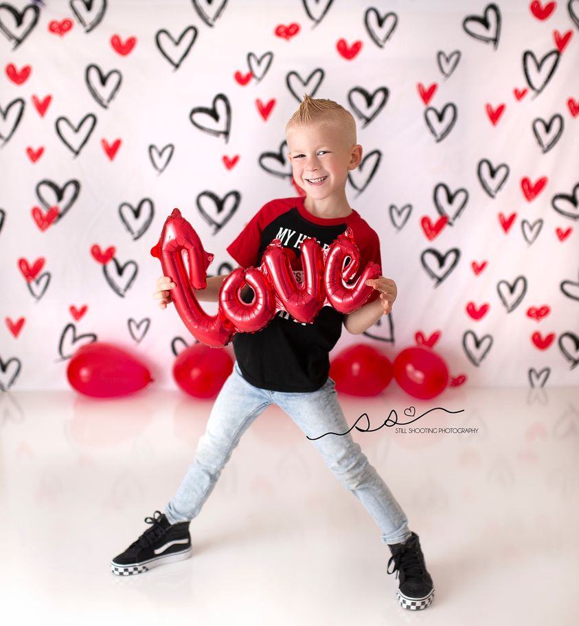 Kate Valentine's Day Backdrop White Loveheart for Photography - Kate Backdrop AU