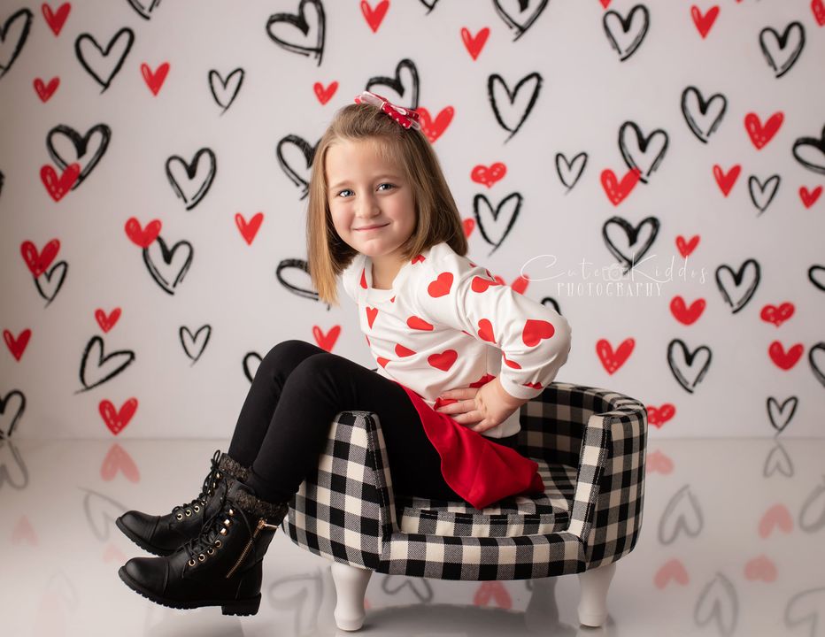 Kate Valentine's Day Backdrop White Loveheart for Photography - Kate Backdrop AU