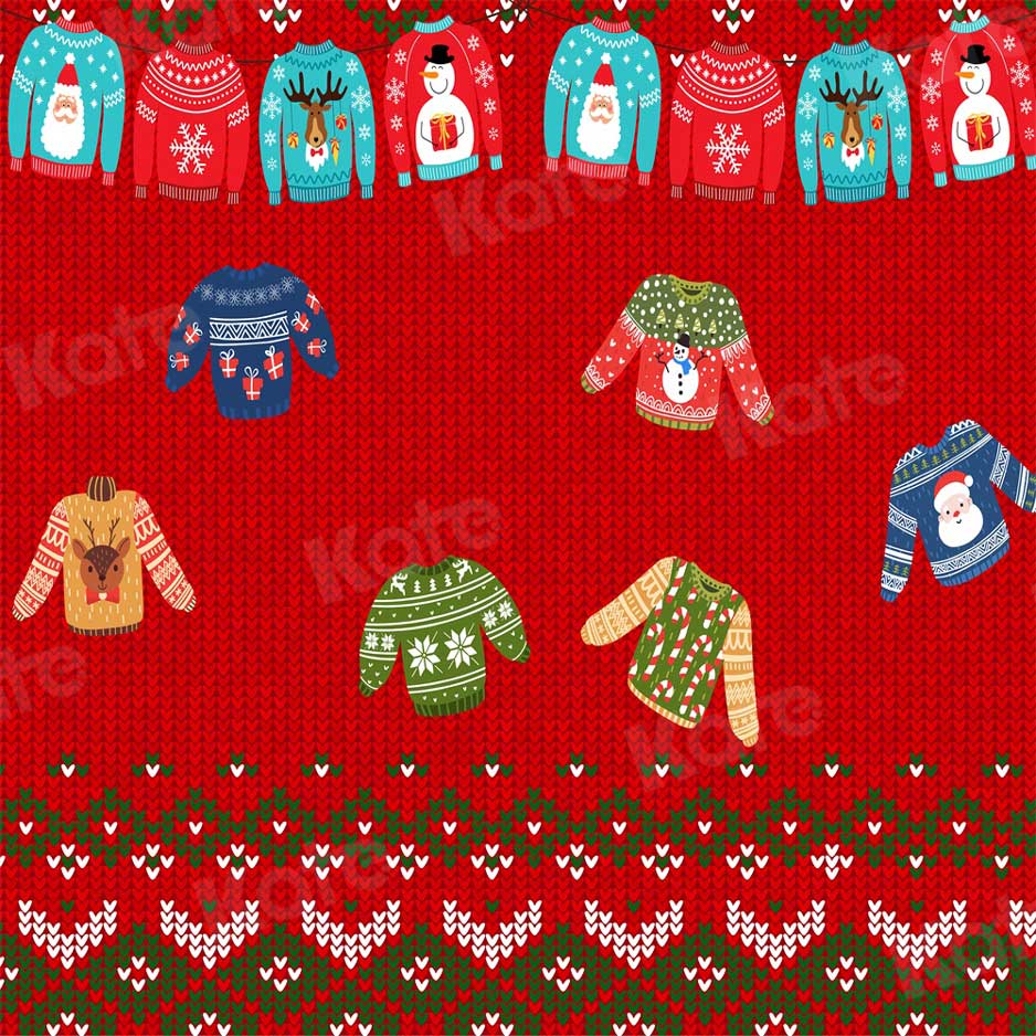 Kate Christmas Backdrop Red Ugly Sweater for Photography - Kate Backdrop AU