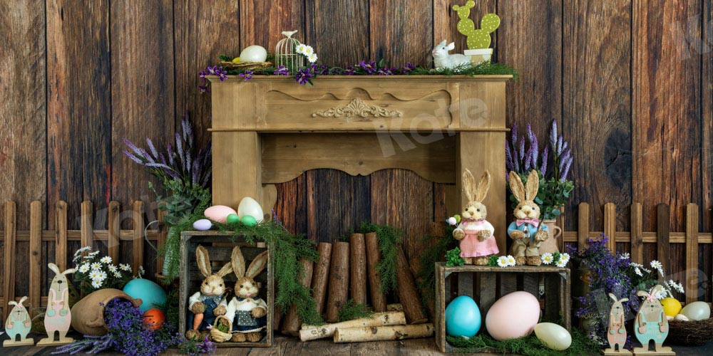 Kate Easter Bunny Backdrop Cactus Fireplace Designed by Emetselch - Kate Backdrop AU