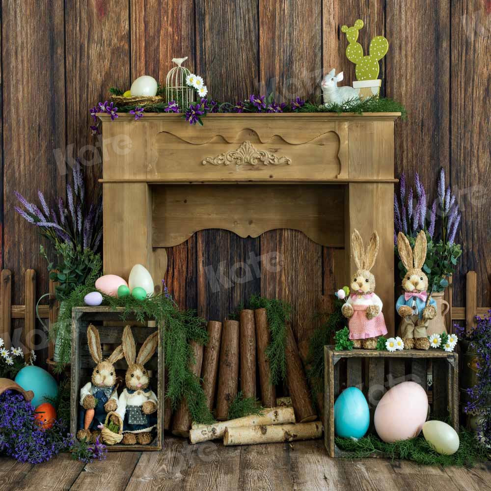 Kate Easter Bunny Backdrop Cactus Fireplace Designed by Emetselch - Kate Backdrop AU