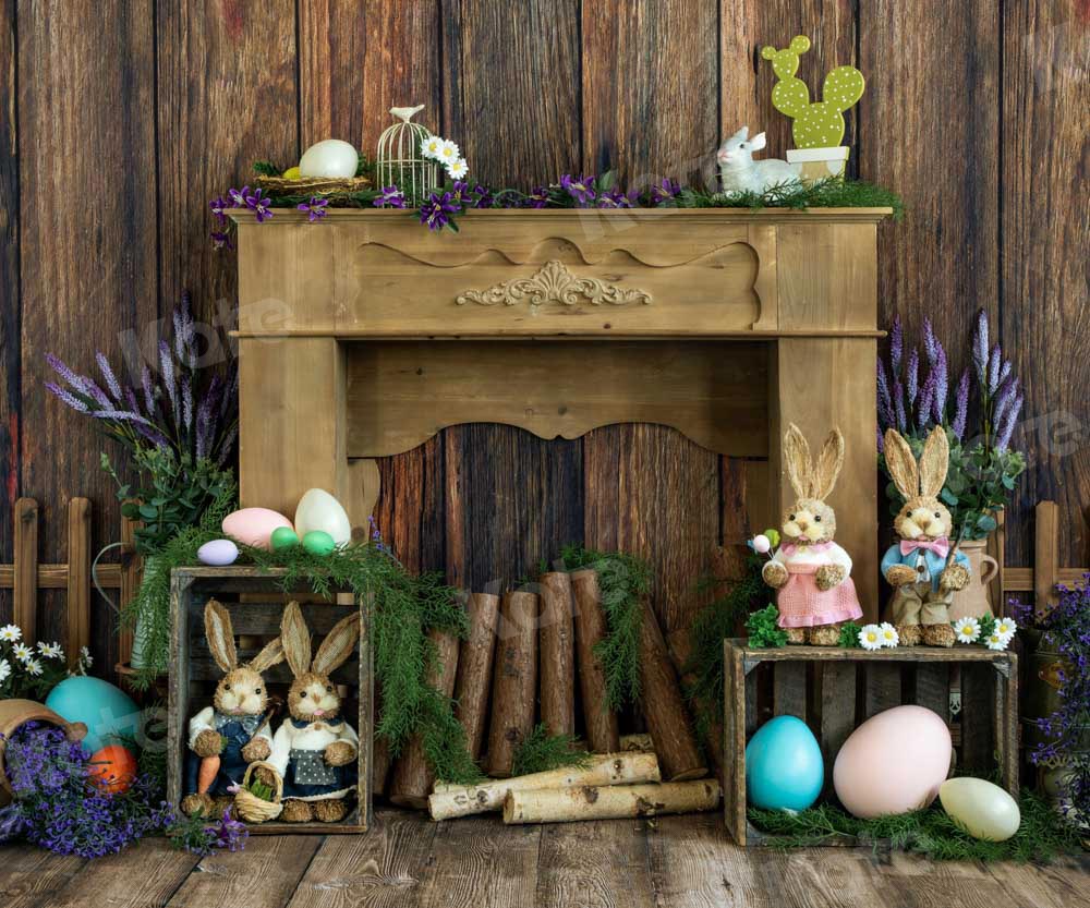 Kate Easter Bunny Backdrop Cactus Fireplace Designed by Emetselch - Kate Backdrop AU