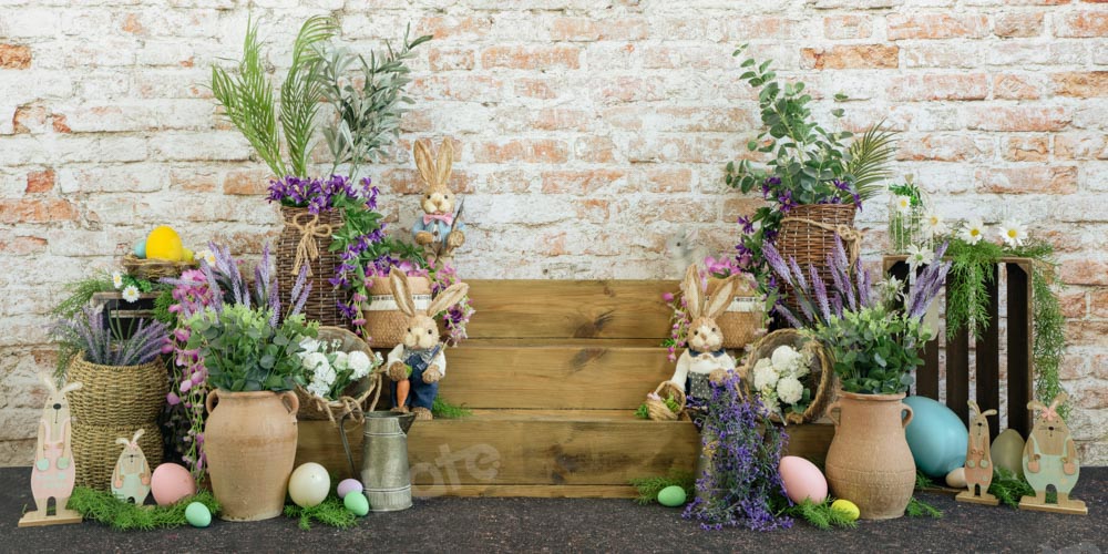 Kate Easter Bunny Backdrop Brick Wall Designed by Emetselch - Kate Backdrop AU