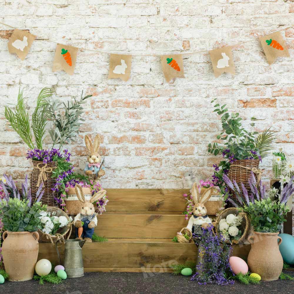 Kate Easter Bunny Backdrop Brick Wall Designed by Emetselch - Kate Backdrop AU