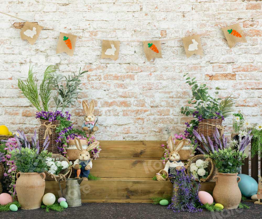 Kate Easter Bunny Backdrop Brick Wall Designed by Emetselch - Kate Backdrop AU