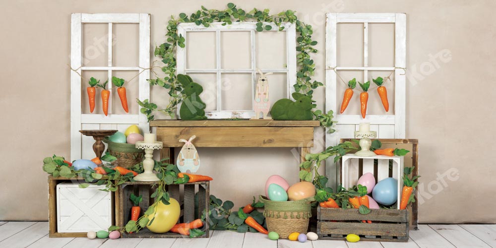 Kate Easter/Spring Bunny Backdrop Carrot Eggs Designed by Emetselch - Kate Backdrop AU