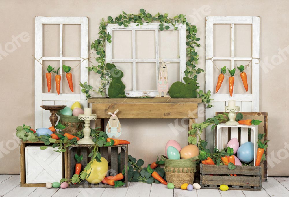 Kate Easter/Spring Bunny Backdrop Carrot Eggs Designed by Emetselch - Kate Backdrop AU