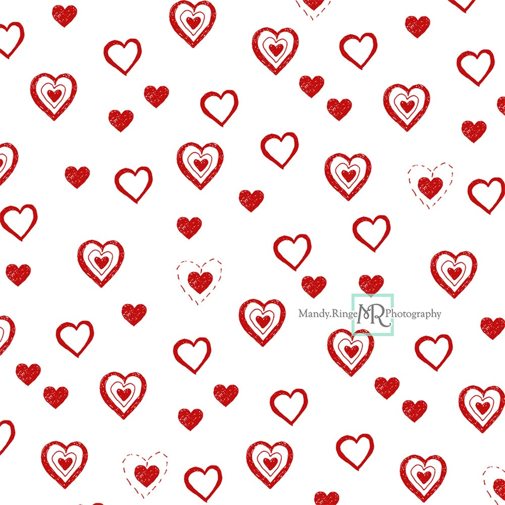 Kate Valentine's Heart Backdrop Red Doodles Designed by Mandy Ringe Photography - Kate Backdrop AU