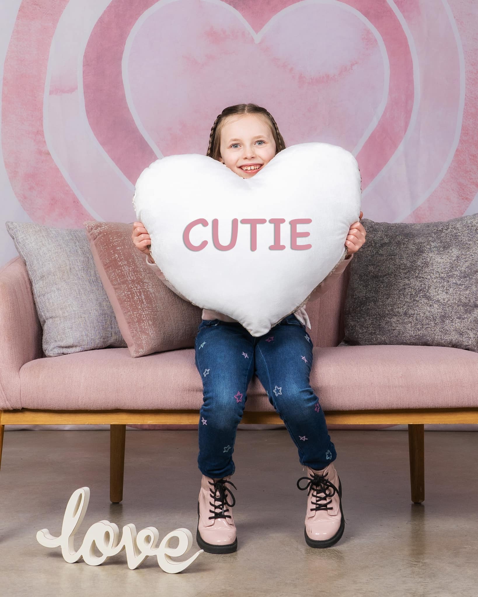 Kate Valentine's Watercolor Backdrop Heart Pattern Designed by Mandy Ringe Photography - Kate Backdrop AU