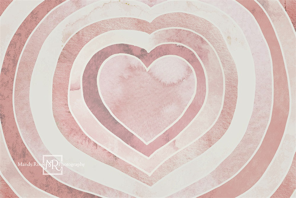 Kate Valentine's Watercolor Backdrop Heart Pattern Designed by Mandy Ringe Photography - Kate Backdrop AU