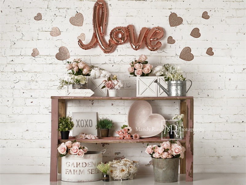 Kate Valentine's Day Backdrop Rose Gold Designed by Mandy Ringe Photography - Kate Backdrop AU