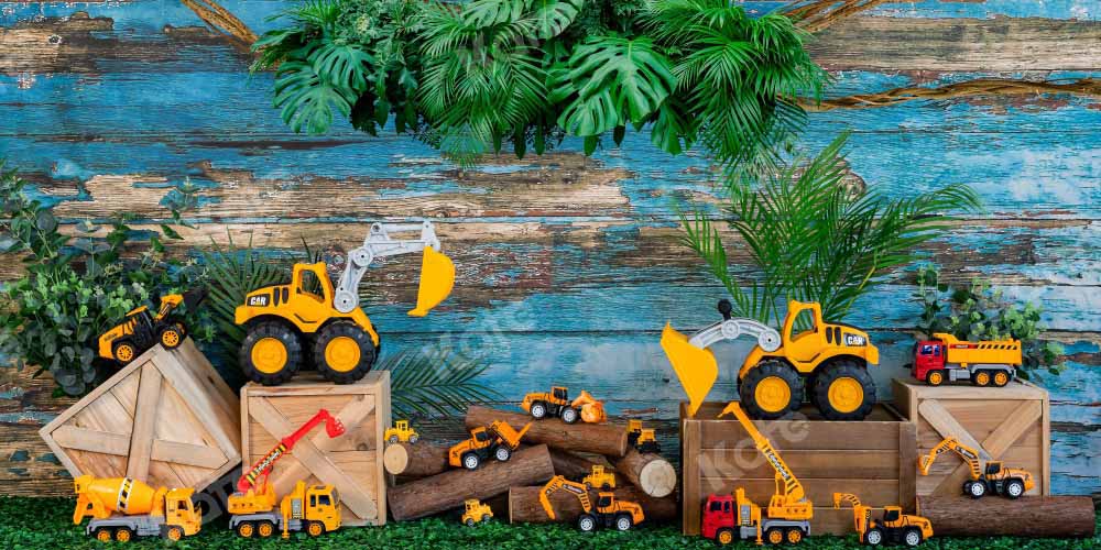 Kate Child Excavator Summer Backdrop Cake Smash Designed by Emetselch - Kate Backdrop AU