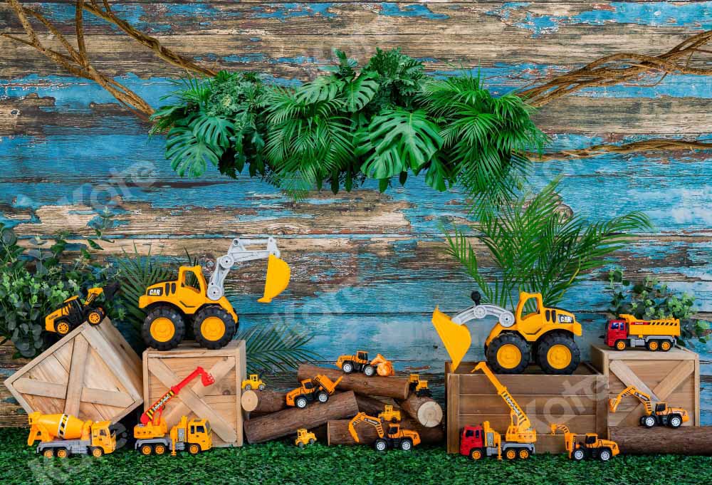 Kate Child Excavator Summer Backdrop Cake Smash Designed by Emetselch - Kate Backdrop AU