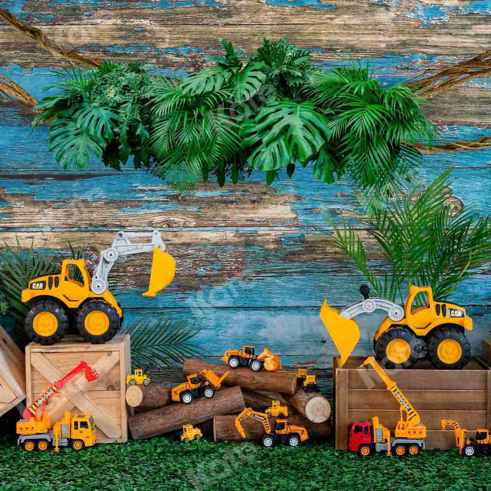 Kate Child Excavator Summer Backdrop Cake Smash Designed by Emetselch - Kate Backdrop AU