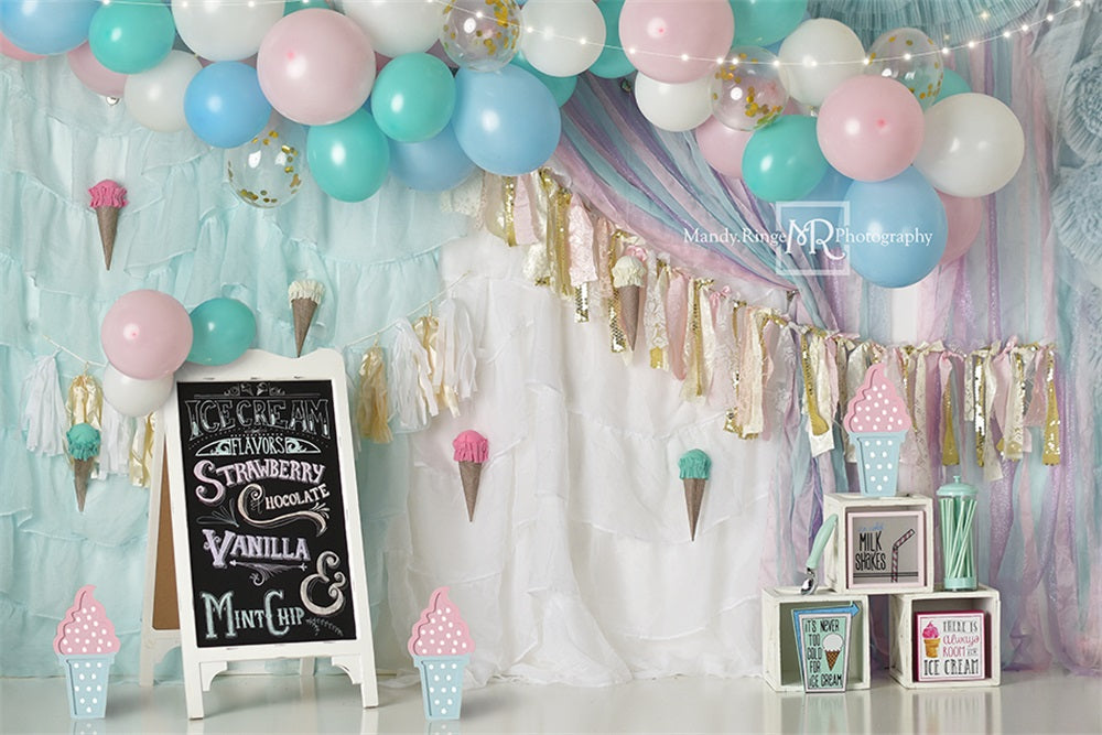 Kate Pastel Ice Cream Backdrop Party Designed by Mandy Ringe Photography - Kate Backdrop AU