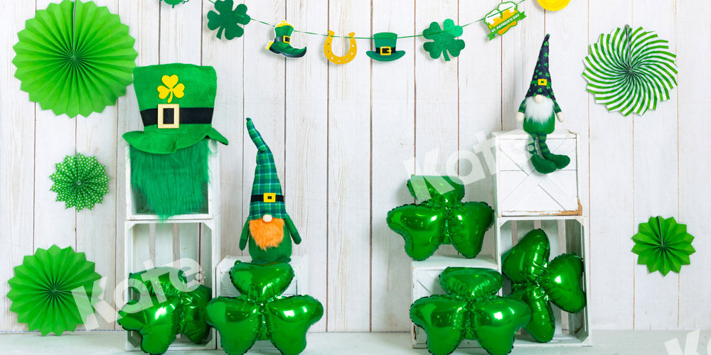 Kate St. Patrick's Day Backdrop Clover Lucky Day Green Designed by Emetselch - Kate Backdrop AU