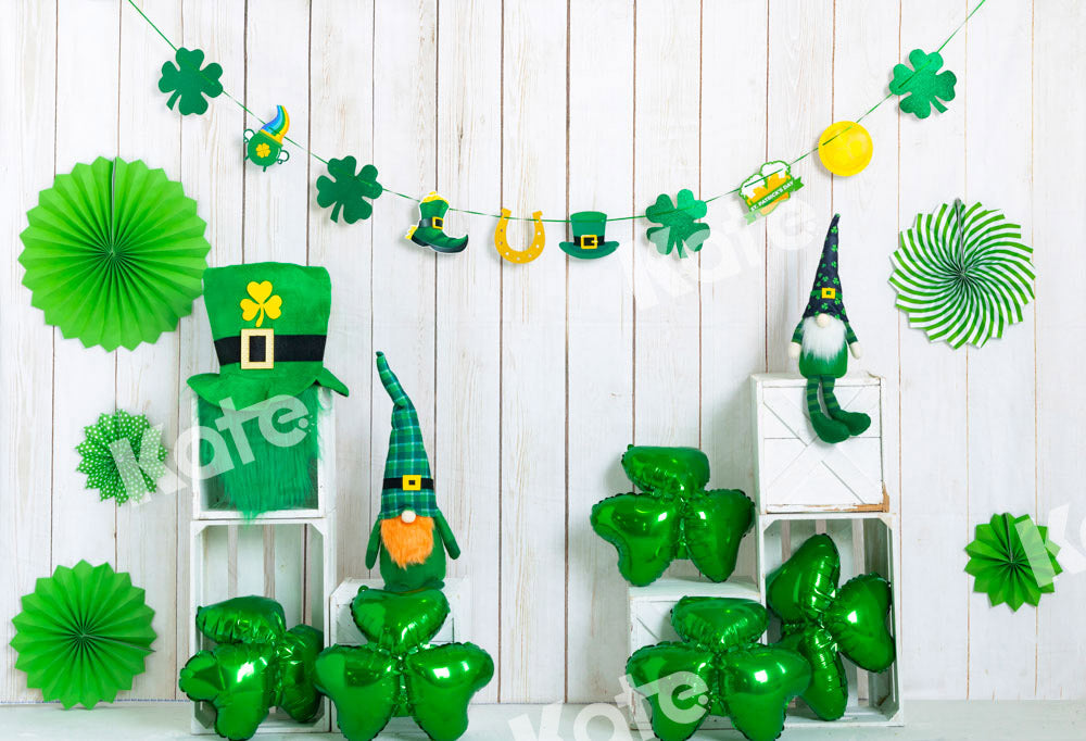 Kate St. Patrick's Day Backdrop Clover Lucky Day Green Designed by Emetselch - Kate Backdrop AU