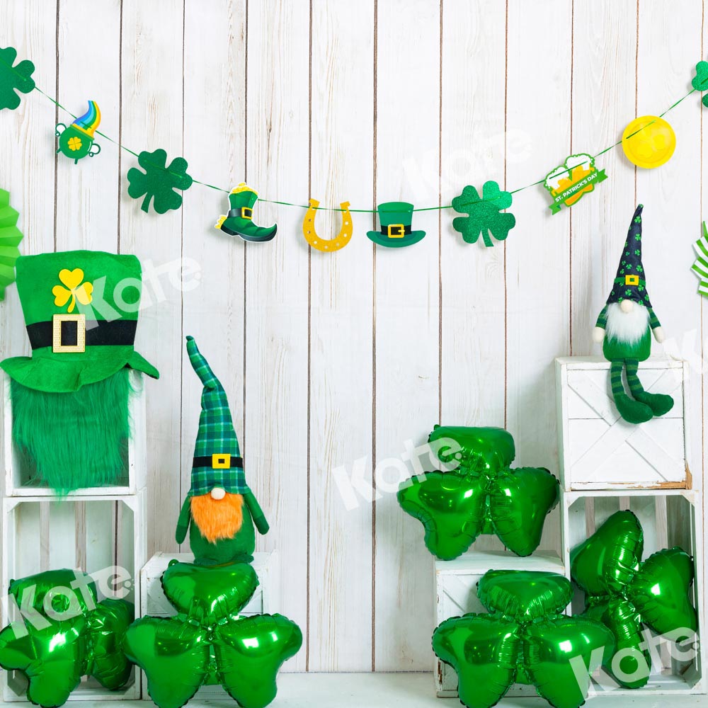 Kate St. Patrick's Day Backdrop Clover Lucky Day Green Designed by Emetselch - Kate Backdrop AU