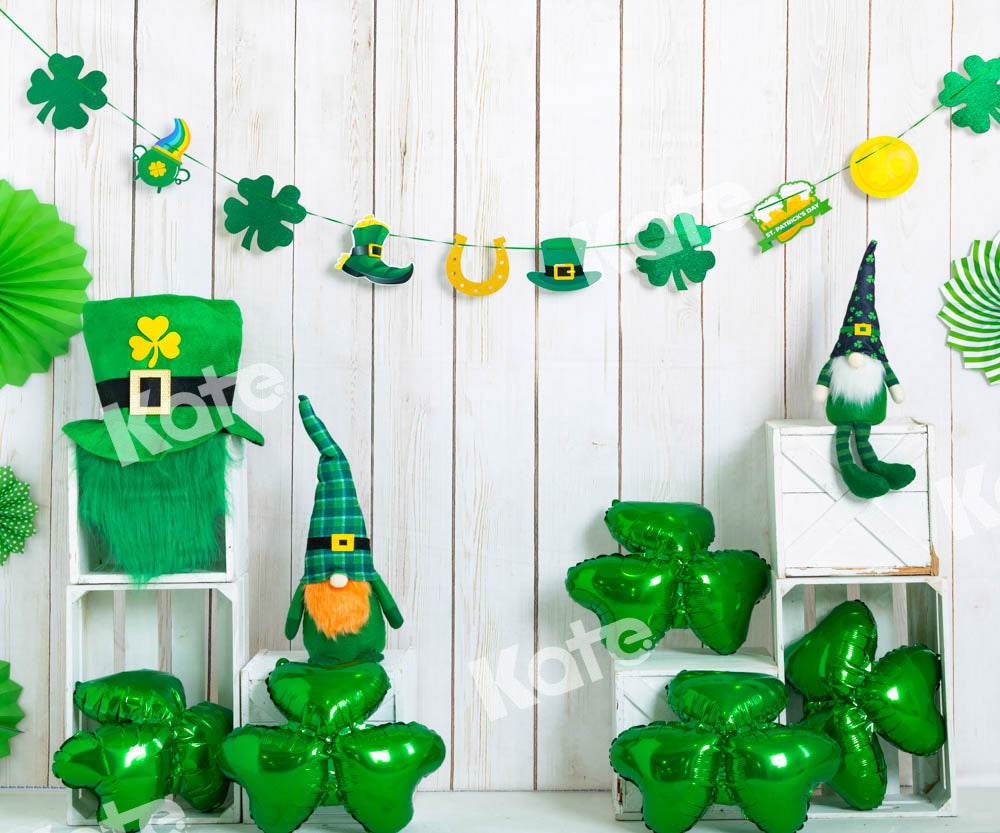 Kate St. Patrick's Day Backdrop Clover Lucky Day Green Designed by Emetselch - Kate Backdrop AU