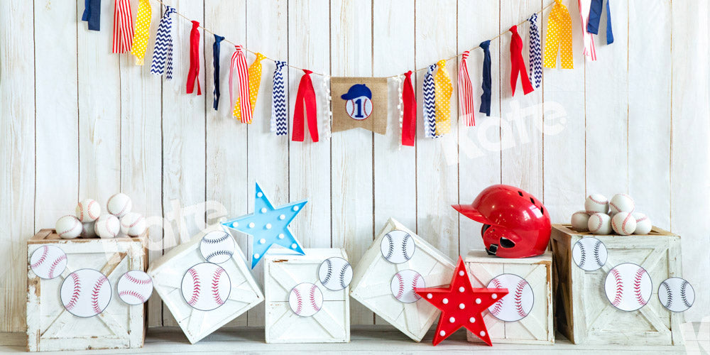 Kate Baseball Backdrop Wood Grain Designed by Emetselch - Kate Backdrop AU