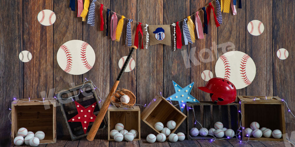 Kate Baseball Lantern Backdrop Deep Wood Grain Designed by Emetselch - Kate Backdrop AU