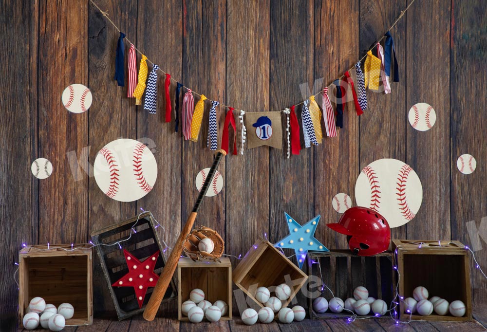Kate Baseball Lantern Backdrop Deep Wood Grain Designed by Emetselch - Kate Backdrop AU