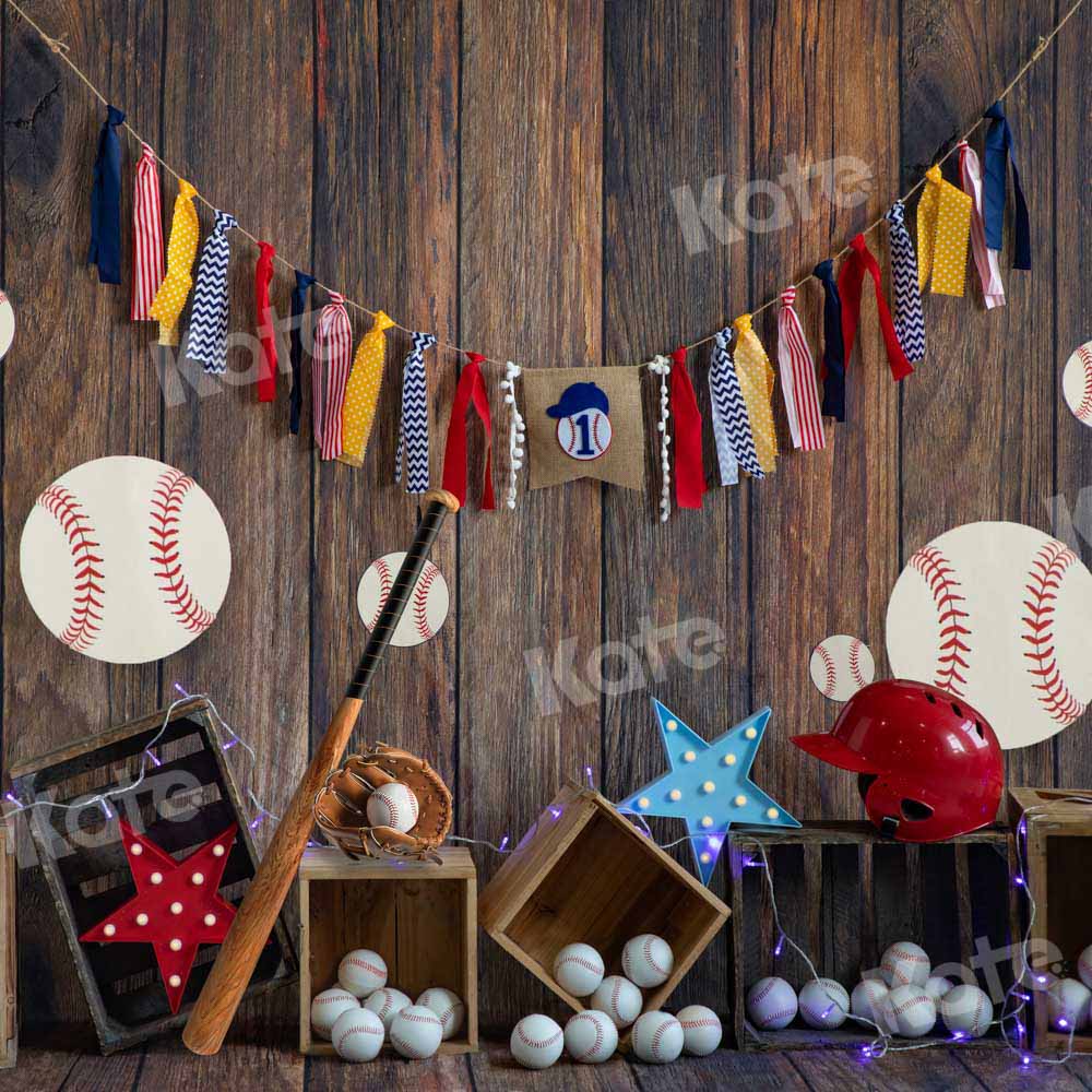 Kate Baseball Lantern Backdrop Deep Wood Grain Designed by Emetselch - Kate Backdrop AU
