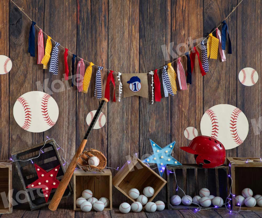 Kate Baseball Lantern Backdrop Deep Wood Grain Designed by Emetselch - Kate Backdrop AU