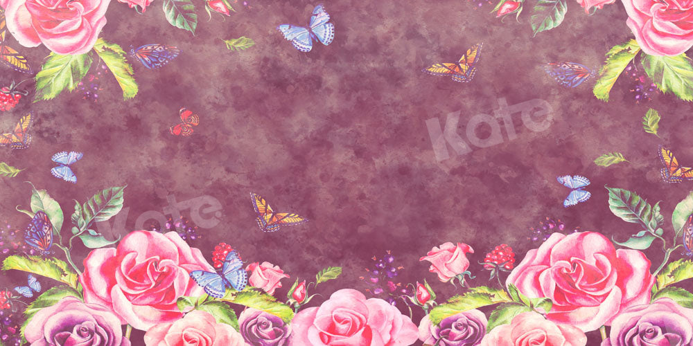 Kate Flowers Butterflies Backdrop Abstract Texture Designed by Chain Photography - Kate Backdrop AU