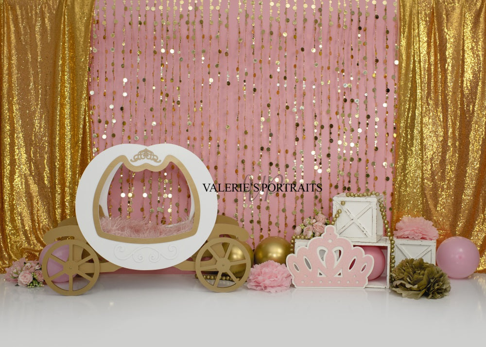 Kate Pink Princess Backdrop Cake Smash Glitter Designed by Valerie Miranda - Kate Backdrop AU