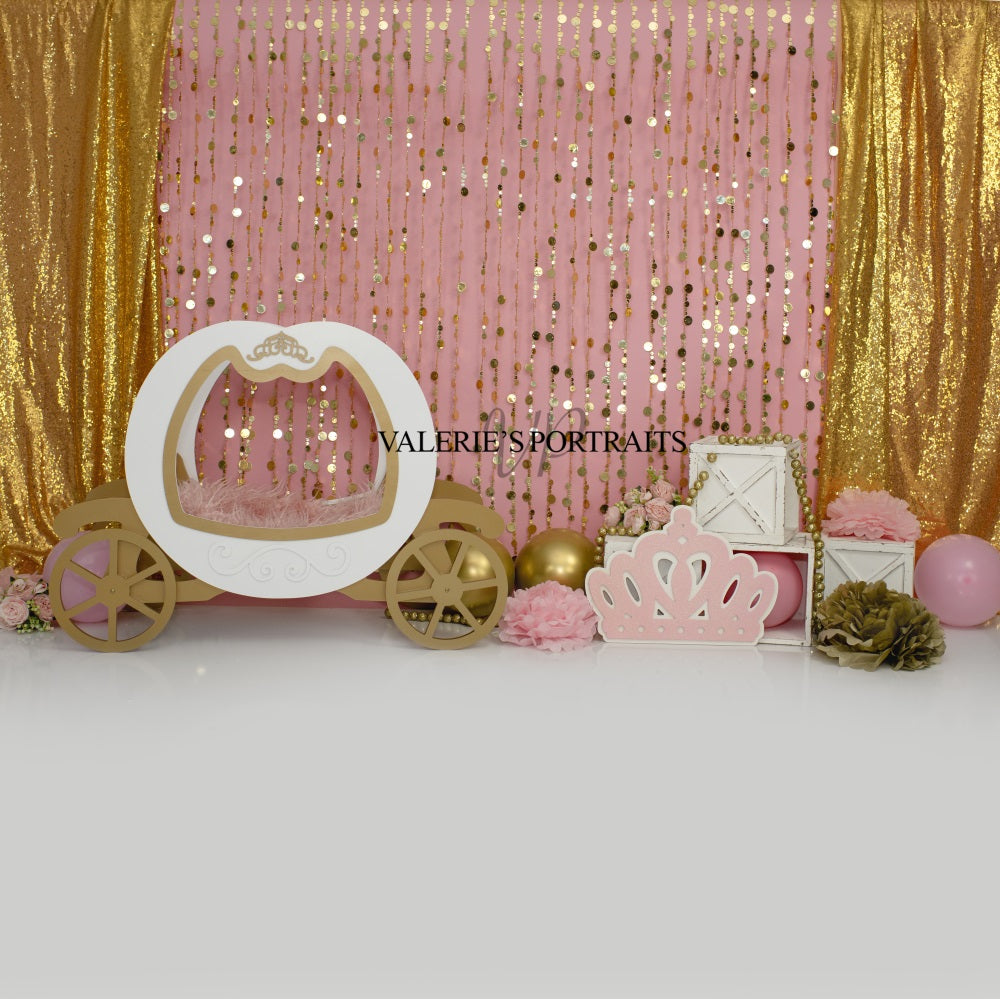 Kate Pink Princess Backdrop Cake Smash Glitter Designed by Valerie Miranda - Kate Backdrop AU