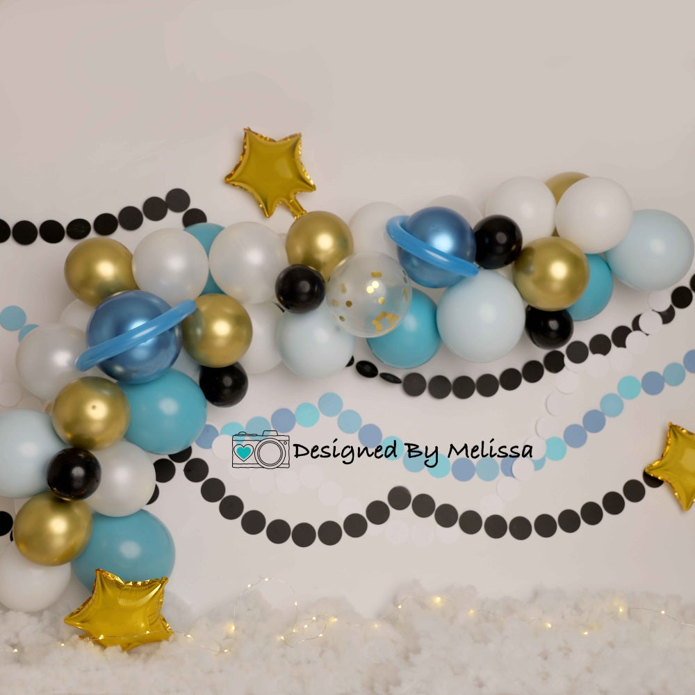 Kate Space Blue Gold Backdrop Balloons Designed by Melissa King - Kate Backdrop AU