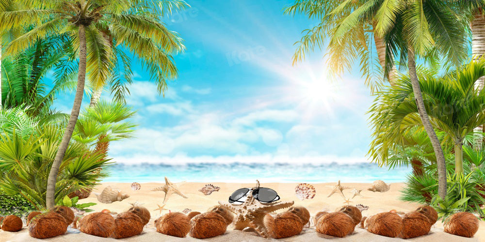 Kate Hot Summer Backdrop Coconut Wave Sea for Photography - Kate Backdrop AU