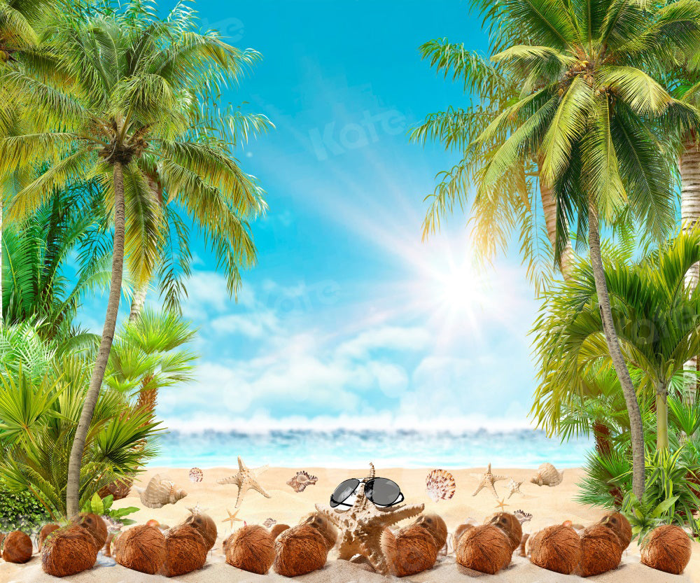 Kate Hot Summer Backdrop Coconut Wave Sea for Photography - Kate Backdrop AU