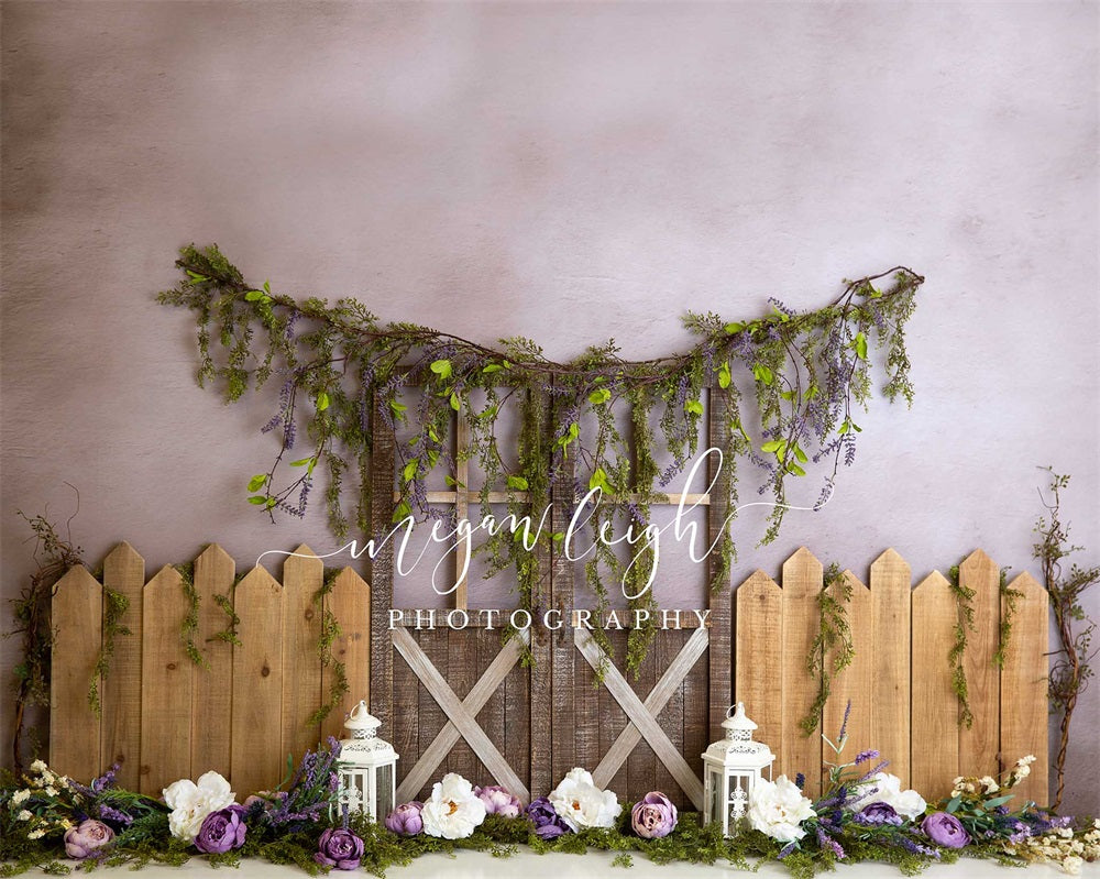 Kate Spring Backdrop Lavender Garden Fence for Photography Designed by Megan Leigh Photography - Kate Backdrop AU
