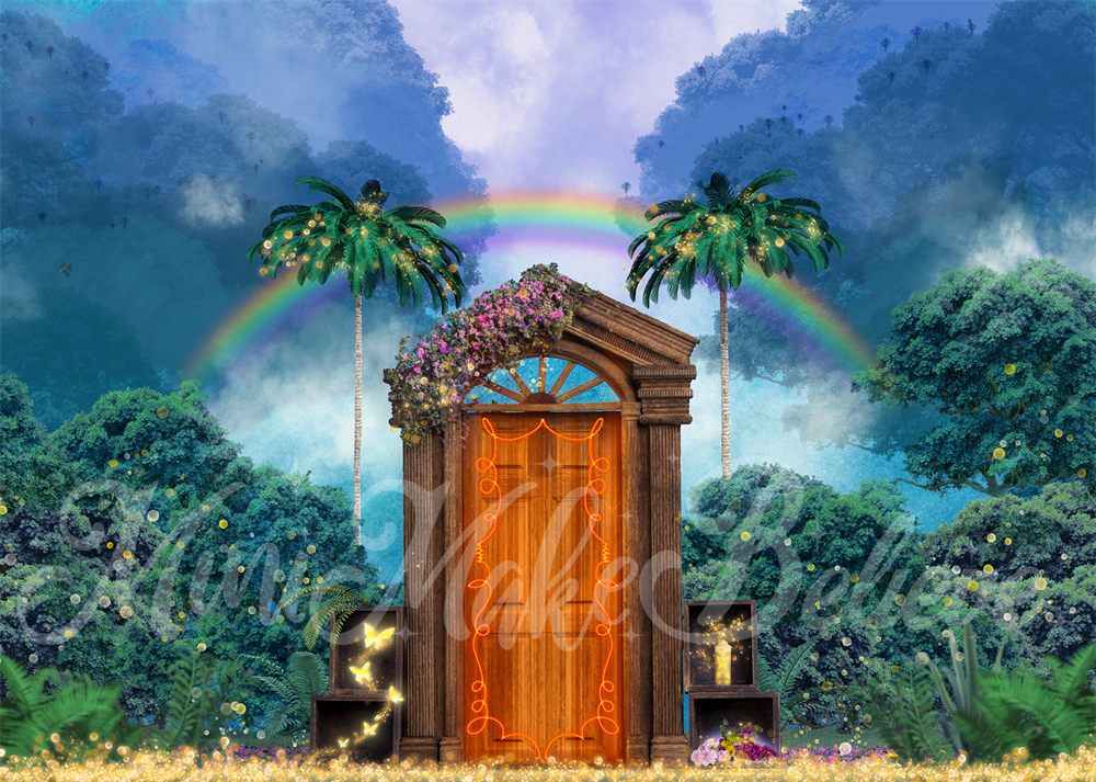 Kate Enchanted Tropical Flowers Summer Party Door Designed by Mini MakeBelieve - Kate Backdrop AU