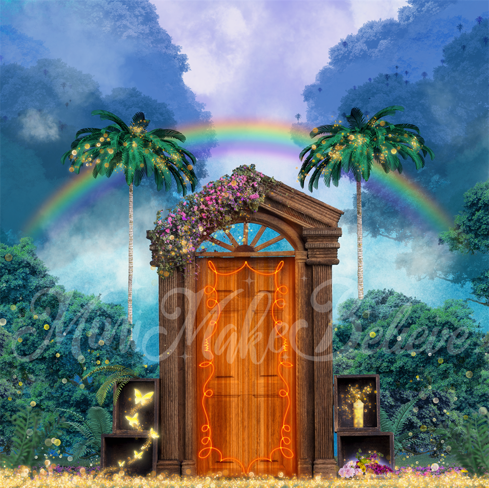 Kate Enchanted Tropical Flowers Summer Party Door Designed by Mini MakeBelieve - Kate Backdrop AU