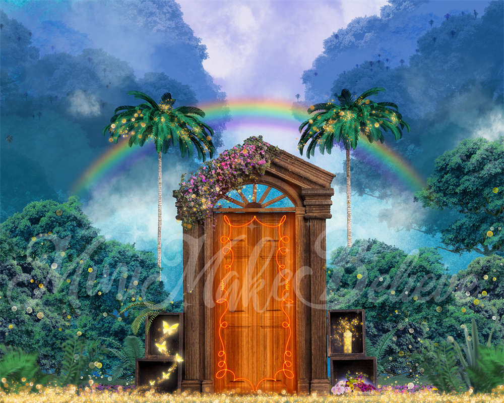Kate Enchanted Tropical Flowers Summer Party Door Designed by Mini MakeBelieve - Kate Backdrop AU