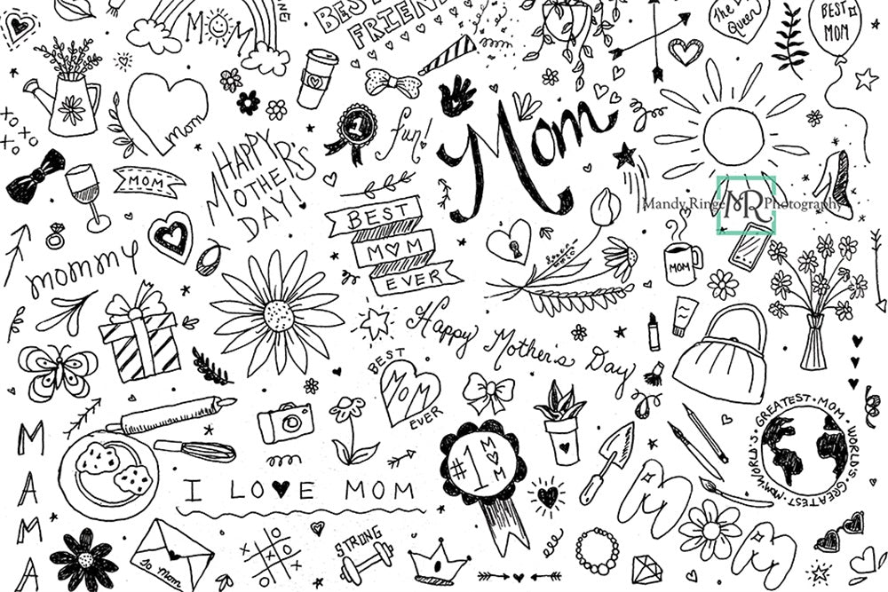 Kate Mother's Day Doodles Backdrop Designed by Mandy Ringe Photography - Kate Backdrop AU