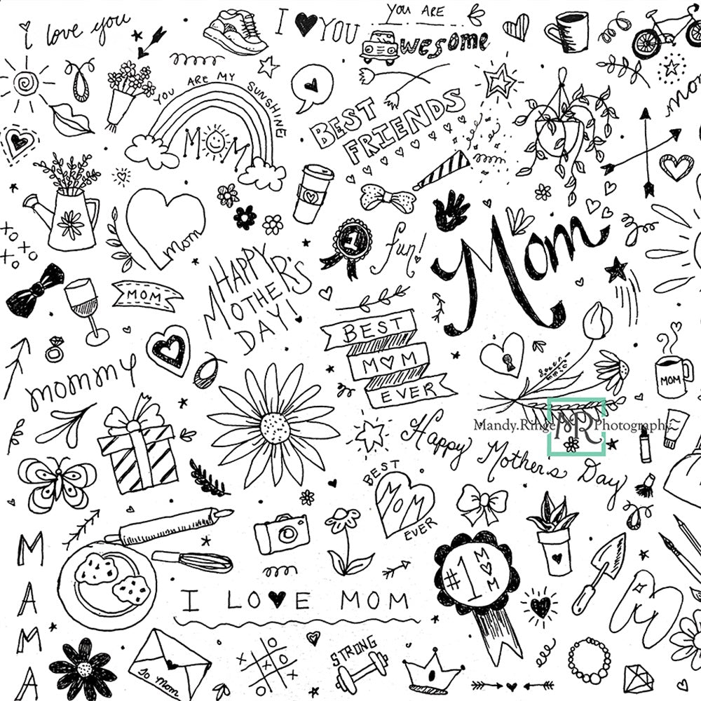 Kate Mother's Day Doodles Backdrop Designed by Mandy Ringe Photography - Kate Backdrop AU