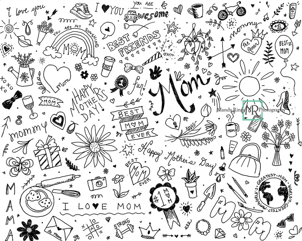 Kate Mother's Day Doodles Backdrop Designed by Mandy Ringe Photography - Kate Backdrop AU