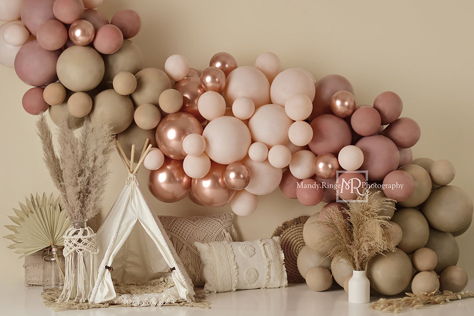 Kate Boho Balloons Tent Spring Backdrop Designed by Mandy Ringe Photography