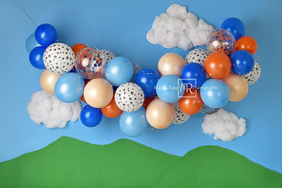 Kate Blue Dog Birthday Backdrop Designed by Mandy Ringe Photography - Kate Backdrop AU