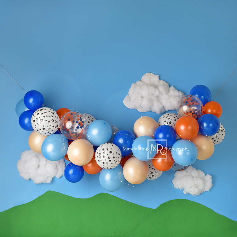 Kate Blue Dog Birthday Backdrop Designed by Mandy Ringe Photography - Kate Backdrop AU