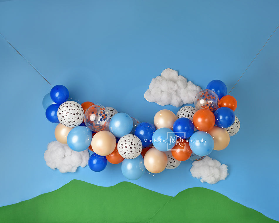 Kate Blue Dog Birthday Backdrop Designed by Mandy Ringe Photography - Kate Backdrop AU