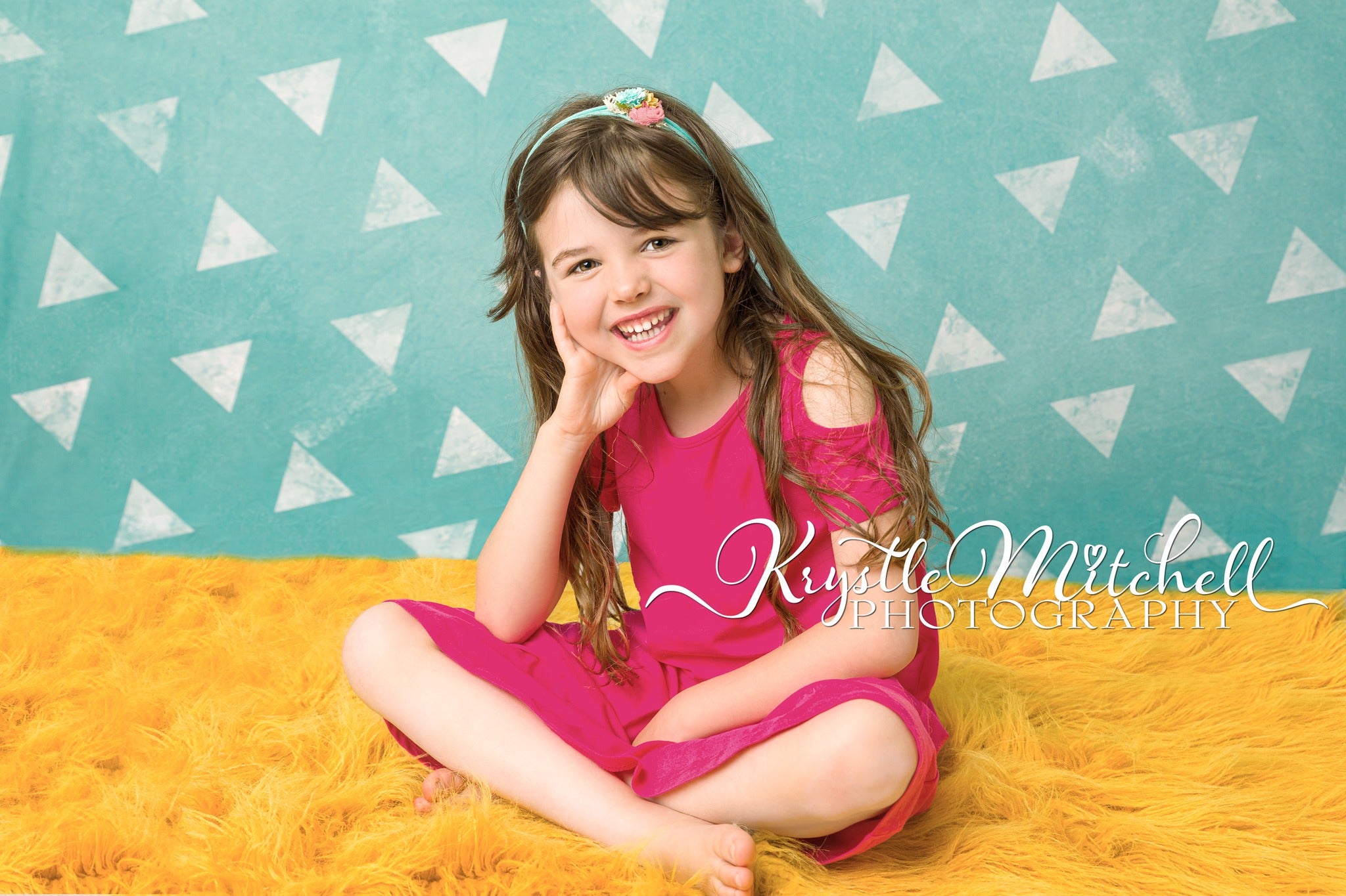 Kate Teal Dancing Triangles Backdrop Designed By Krystle Mitchell Photography - Kate Backdrop AU