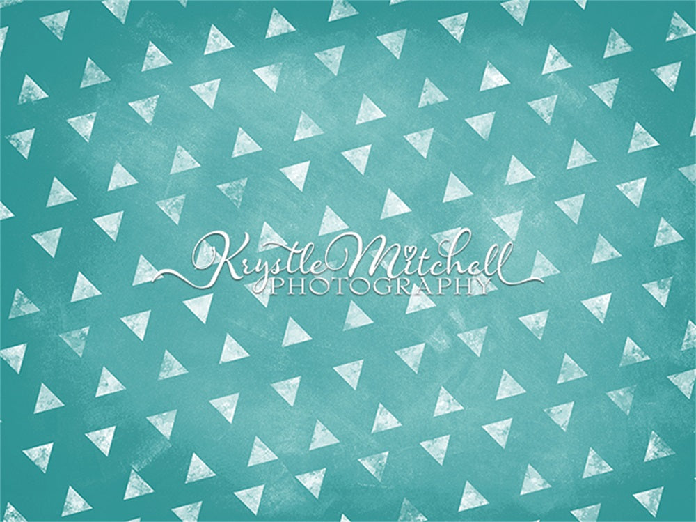 Kate Teal Dancing Triangles Backdrop Designed By Krystle Mitchell Photography - Kate Backdrop AU