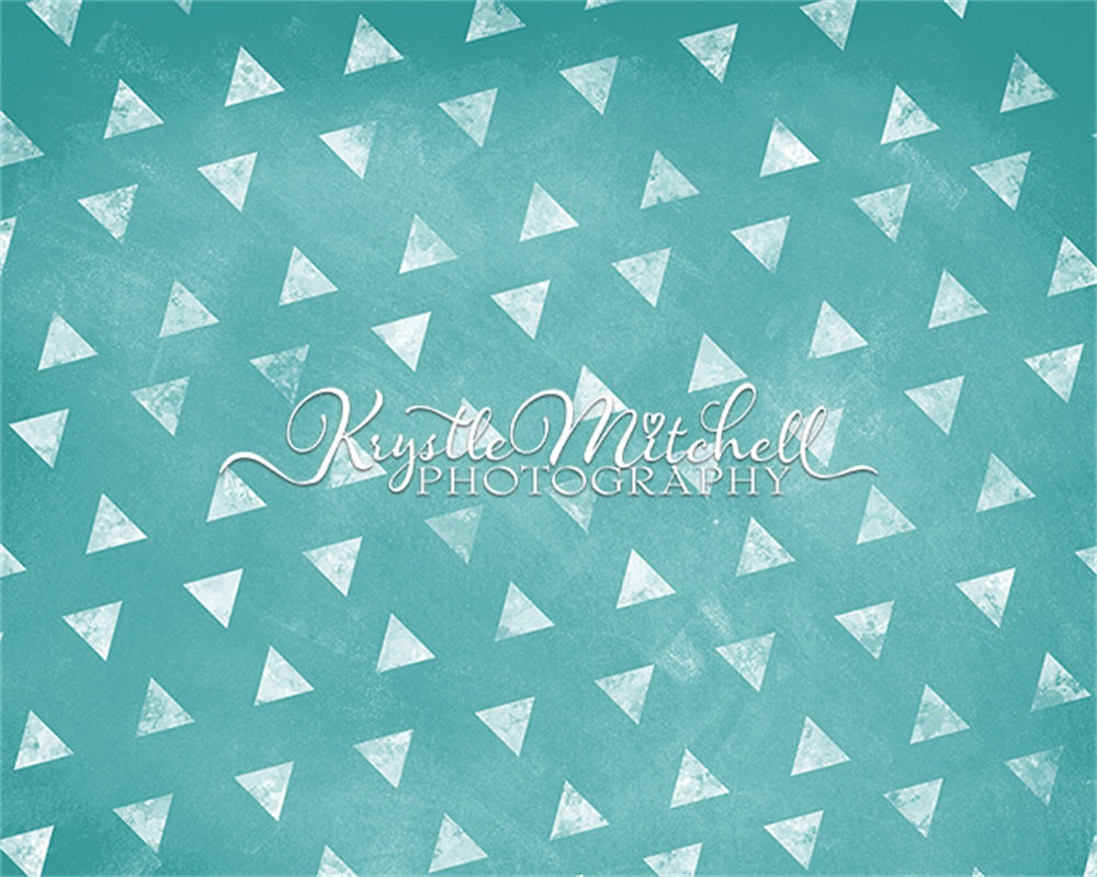 Kate Teal Dancing Triangles Backdrop Designed By Krystle Mitchell Photography - Kate Backdrop AU