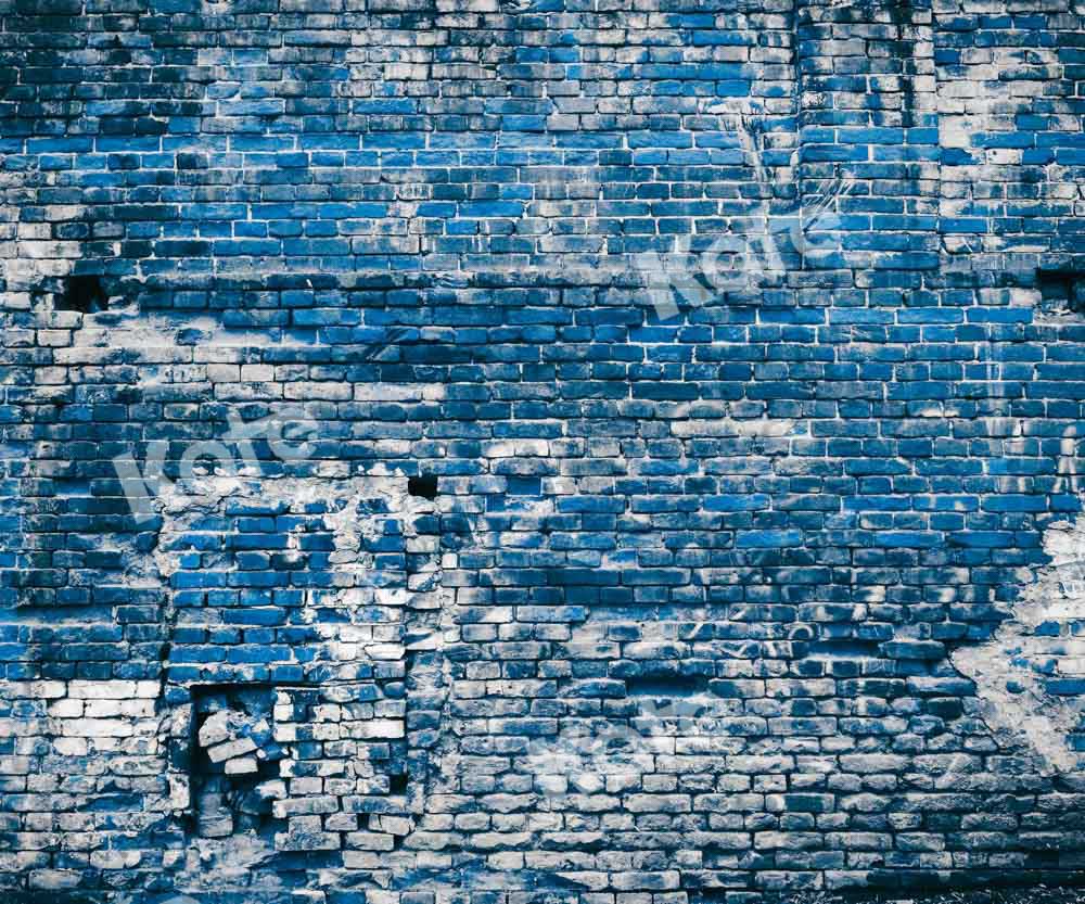 Kate Blue Vintage Brick Wall Backdrop Designed by Chain Photography - Kate Backdrop AU